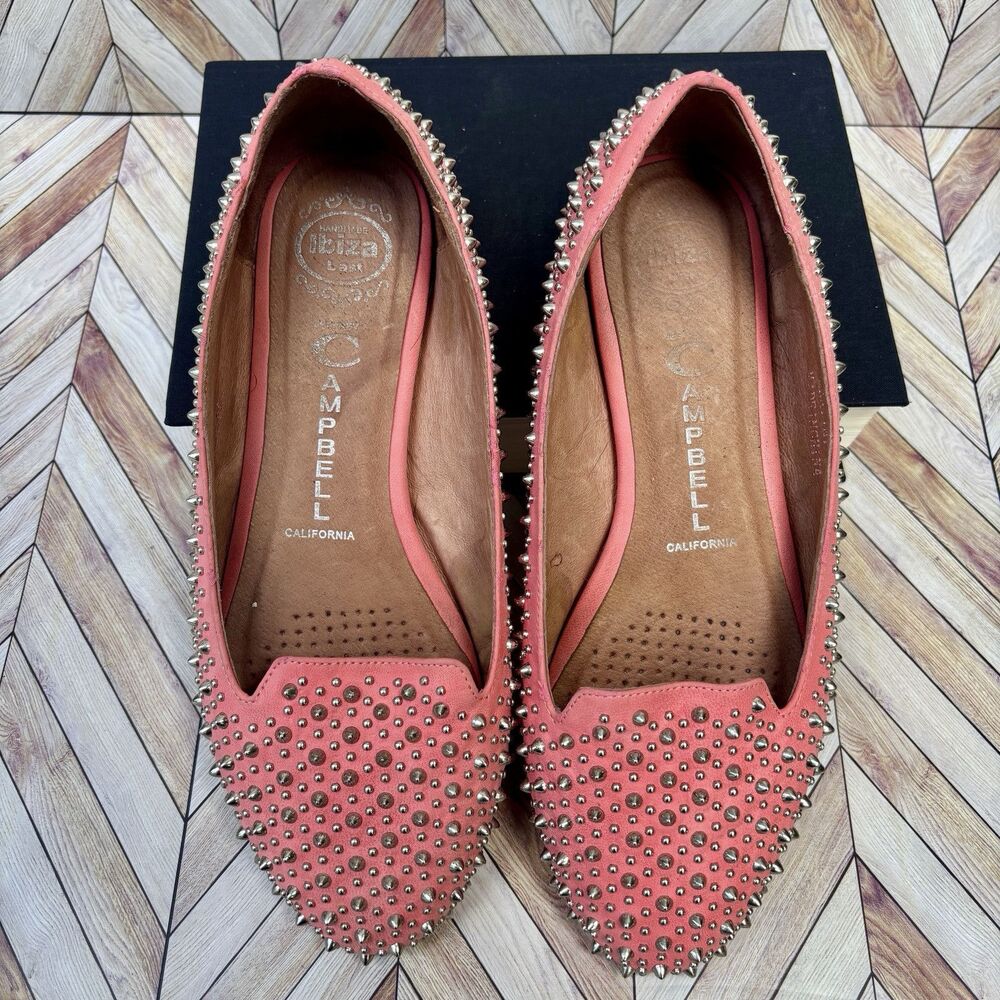 Jeffrey Campbell Coral Pink Studded Pointed Toe Flats - Picture 5 of 6